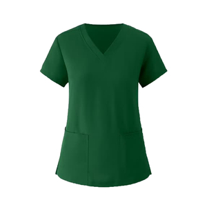 Haut de blouse médicale à col en V pour femme, en polyester de haute qualité, extensible et respirant, ensemble d'uniformes d'infirmière, tenue médicale en spandex pour hôpital - Product Image 2