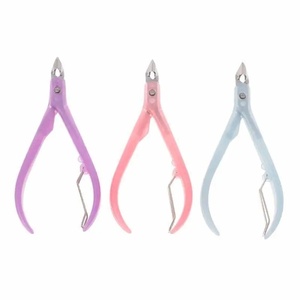 Flat Tip Nail Clippers <b>Pink</b> Purple Blue Plastic Portable Simple Style Adult Finger Nail <b>Tool</b> - Product Image 1