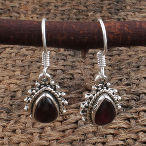 Pendientes de Cabujón de Granate Rojo Natural, Plata de Ley 925, Corte Oval Vintage, Piedra de Nacimiento de Enero, Joyería Fina - Product Image 5