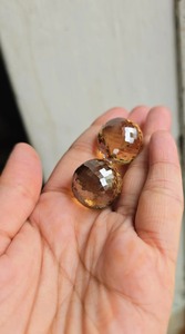 โมอิสซาไนต์ทรงกลมเหลี่ยมเพชรพลอยสีเหลืองแชมเปญ 2 ชิ้น สำหรับทำเครื่องประดับแฮนด์เมด - Product Image 4