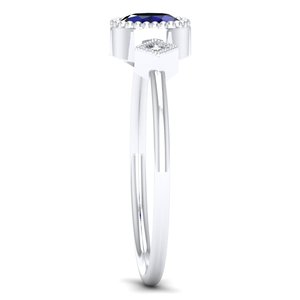 Bague REYES scintillante en argent sterling 925 avec moissanite certifiée GRA, saphir bleu taille ovale, style hip-hop, bijoux fins en gros - Product Image 3