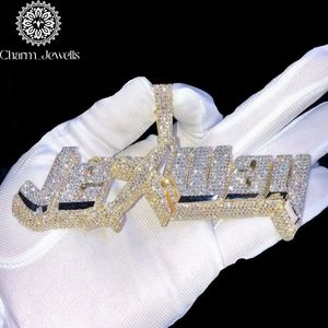 จี้เพชรโมอิสซาไนต์ทรงตัวอักษร Charm Jewells เงินแท้ 925 ชุบทอง 22K ได้รับการรับรองจาก IGI ประดับแบบ Bezel Set สไตล์ฮิปฮอป เครื่องประดับสำหรับทุกเพศ - Product Image 5