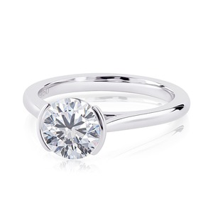 Anillo de Compromiso Solitario con Diamante Cultivado en Laboratorio de Corte Brillante Redondo de 2.30CT, Media Engaste, Oro Blanco, Joyería Fina para Novia, Venta al Por Mayor - Product Image 3