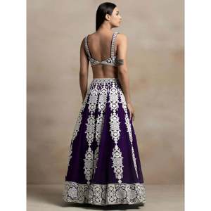Lehenga Choli de Georgette con Hilo Morado Encantador para Mujer, Ideal para Festivales - Product Image 3