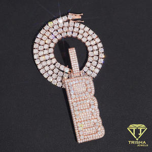 จี้ตัวเลขประดับเพชรโมอิสซาไนต์และเงินแท้ 925 สไตล์ฮิปฮอปสุดหรู - Product Image 4