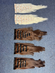 Extensions de cheveux naturels à clipser, trame simple, pointes pleines, toutes couleurs - Product Image 1