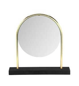 Round Makeup <b>Mirror</b> With Brass Frame Black Base Minimalist Design Adjustable Desk <b>Mirror</b> For Home Use - Product Image 2