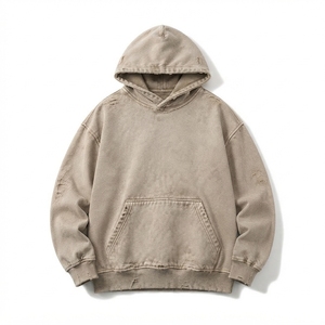 ONEAPEX Men's Distressed Hoodie <b>Oversized</b> Pullover <b>Sweatshirt</b> Washed <b>Vintage</b> Style Kangaroo Pocket Casual Autumn Fit - Product Image 1
