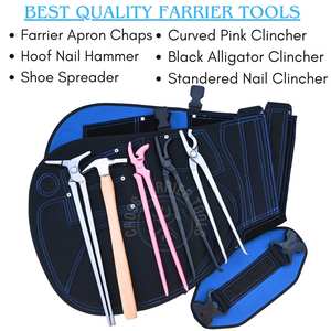 Kit d'outils de ferrage pour chevaux, tablier en cuir, écarteur de sabots, marteau à long manche, croc de ferrage courbé en acier inoxydable - Product Image 2