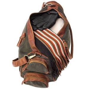 กระเป๋าเดินทางหนังแท้แบบยูนิเซ็กซ์ สไตล์วินเทจ สำหรับเดินทางช่วงสุดสัปดาห์  ขนาดใหญ่ จุของได้เยอะ ใช้ได้หลากหลาย  กระเป๋าถือขึ้นเครื่อง  แบบมีซิป  ทำด้วยมือ - Product Image 6