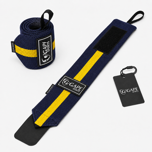 GAPE SPORTS Bandes de soutien pour poignets Bleu marine Jaune Réglables avec fermeture auto-agrippante Musculation Entraînement de force Unisexe Prix de gros - Product Image 4