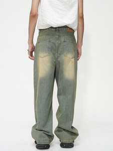 Wholesale Custom Straight Denim 100% Cotton <b>Mens</b> Casual <b>Jeans</b> <b>Print</b> Breathable Winter Vintage Dark Wash Heavyweight Durable - Product Image 3