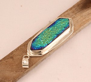 Colgante Vintage de Druzy Natural, Plata de Ley 925, Venta al por Mayor, Forma Elegante, Gema Grande de Druzy, Joyería de Plata Hecha a Mano, Brillante - Product Image 4