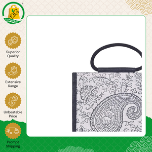 ถุงช้อปปิ้งผ้ากระสอบป่านคุณภาพดีที่สุด แบบกำหนดเองได้ เป็นมิตรกับสิ่งแวดล้อม ลายเรขาคณิต ปราศจากสารอะโซ พร้อมหูหิ้วแบบถักบุฟองน้ำ - Product Image 4