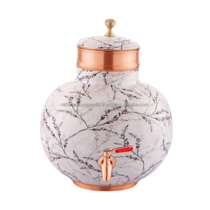 High Standard Quality <b>Top</b> Selling Pure Copper Dispenser Enamel Print Water Pot for Water Storing Purpose at Home & Offices - Product Image 5