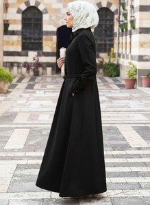 <b>Ladies</b> Modest Full Length Maxi <b>Abaya</b> Plain Long Sleeve Belted Casual Islamic Style Comfortable Breathable Polyester Daily Wear - Product Image 4