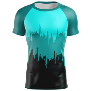 Camiseta de compresión para hombre con estampado por sublimación de fábrica, camiseta de compresión tipo Rash Guard de manga corta - Product Image 1