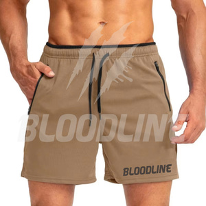 Pantalones Cortos Deportivos para Hombre Bloodline, Color Azul Claro, Cintura con Cordón, Secado Rápido, con Bolsillos, Largo Medio, Color Sólido, Logotipo Frontal - Product Image 5