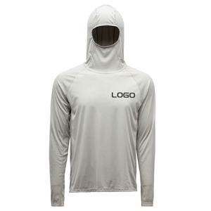 Camisa de Pesca con Capucha de Manga Larga para Hombre, Protección UPF 50 Anti-UV, Color Sólido, Secado Rápido, Ropa de Exterior, Logotipo Frontal Impreso, Estilo Pullover - Product Image 1