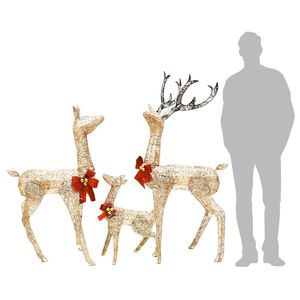 Décoration de Noël Famille de Rennes Dorés 201 LED Figurine Jouet - Product Image 6