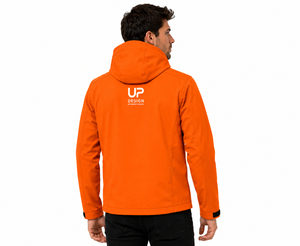 Veste Softshell à Capuche Orange Personnalisée Imperméable Coupe-Vent Doublée Polaire pour Randonnée et Travail en Extérieur Manteau de Sécurité OEM - Product Image 5