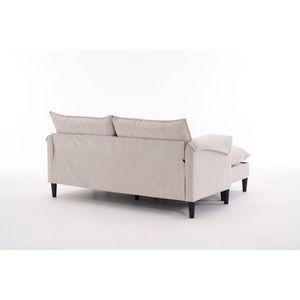 Sofá cama en forma de U beige convertible de 2 plazas con almacenamiento de reposapiés para sala de estar, dormitorio, oficina o espacios pequeños - Product Image 4