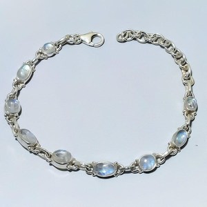 Handmade Genuine Rainbow Moonstone <b>Bracelet</b> Sterling Silver <b>Adjustable</b> Natural Gemstone Jewelry For Women Gift - Product Image 4