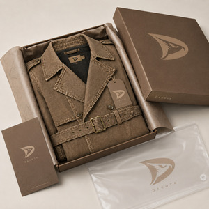 Gabardina de mezclilla sobrachapada para hombre, color marrón camel, larga, con doble botonadura y cinturón, ropa exterior de moda personalizada de primera calidad - Product Image 5