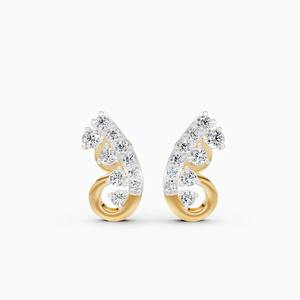 Boucles d'oreilles clous en forme de feuille incurvée avec diamants de laboratoire de 0,28 carat en or jaune 9K, or blanc, or rose - Product Image 3