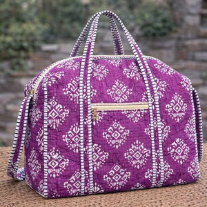 Magnifique sac de voyage matelassé en pur coton, imprimé à la main, motif floral, pour le sport, les voyages et le shopping - Vente en gros de sacs de voyage floraux - Product Image 1