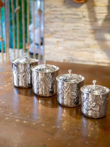 Engraved Design Metal Silver <b>Container</b> For Kitchen Storage Sugar Tea Coffee Elegant Durable Modern Pantry Canister Jar - Product Image 6