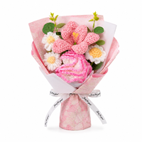 Bouquet de fleurs artificielles en fil tricoté, lys et œillets, cadeau pour la fête des mères