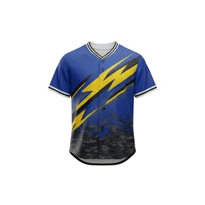 Jersey de béisbol sublimado para hombre-Diseño de rayo rosa/amarillo - Product Image 1