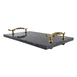 New Arrival Rectangular Marble <b>Tray</b> With <b>Gold</b> Leaf Handles Home Decor Hot Selling Decorative White Marble <b>Serving</b> <b>Tray</b> - Product Image 4