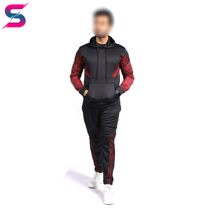 Meilleures ventes, nouvelle collection, qualité supérieure, avec logo personnalisé, couleur contrastée noir et rouge, nouvelle tendance, survêtements légers en polyester et coton - Product Image 4
