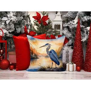 Blue Heron <b>Throw</b> <b>Pillow</b> Machine Washable 14Hx14W Indoor & Outdoor Decorative Cushion for Couch Bed & Patio in Golden Hour - Product Image 6