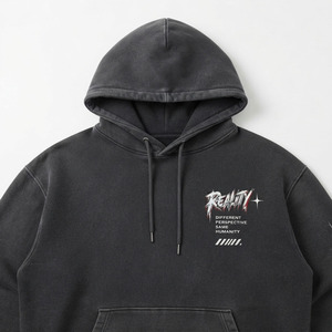 <b>Men's</b> Oversized Hooded Sweatshirt <b>Black</b> Cotton <b>Fleece</b> Streetwear Print Pocket Front Logo Autumn Wear Hoodie for <b>men</b> - Product Image 3