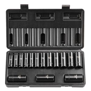 Set di 15 Chiavi a Bussola a Impatto da 3/8'' con Attacco Profondo, Metriche 8-22mm, a 6 Punte in Acciaio Cr-Mo, Facili da Leggere, per Riparazioni Auto - Product Image 1