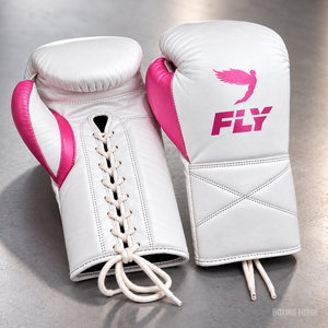 Guantes de Boxeo de Cuero Blancos Económicos con Cordones, Protección Completa para los Dedos, Equipo de Entrenamiento para Adultos Unisex - Product Image 1