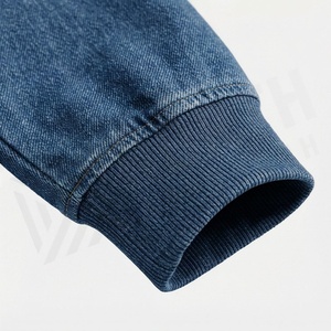 Ensemble de survêtement en jean pour homme, avec fermeture éclair intégrale, col montant, style décontracté, color block bleu, pour l'automne - Product Image 6