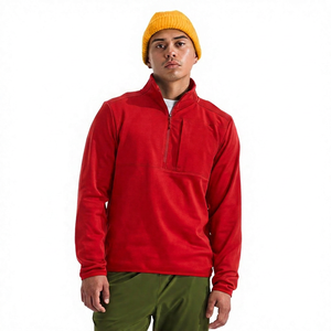 Veste polaire unisexe bleu marine à col montant et fermeture éclair, décontractée pour l'automne, respirante, couleur unie, coupe classique, poches, logo frontal - Product Image 6