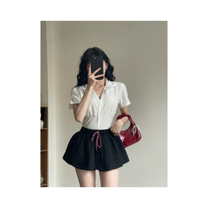 Jupe moulante pour femme, jupe courte évasée avec short intégré, taille haute, couleur unie, style coréen, qualité supérieure, best-seller - Product Image 1