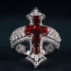 Anillo Unisex de Plata de Ley 925 con Diamantes Baguette y Moissanita Certificada, Estilo Hip Hop, para Bodas y Fiestas - Product Image 1