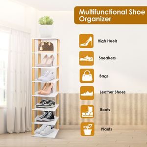 Scarpiera in Legno a 8 Livelli, Organizzatore Salvaspazio per Ingresso, Torre Portascarpe Angolare per Casa o Corridoio - Product Image 4