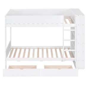 Lit superposé blanc double avec 2 tiroirs et armoire multi-niveaux pour enfants - Product Image 3