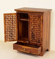 Templo de Madera para el Hogar |   Mandir de Madera Maciza Hecho a Mano |   Armario de Oración Hindú Tradicional |   Decoración para Sala de Pooja, Sala de Estar KA861