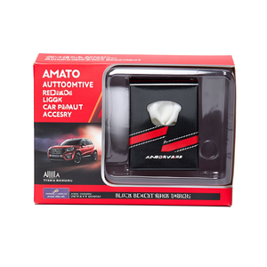 กล่องใส่กระดาษทิชชู่ในรถยนต์สีแดง/ดำ ยี่ห้อ Amato Automotive อุปกรณ์ตกแต่งรถยนต์ ที่ใส่กระดาษทิชชู่ในรถยนต์สีแดงดำ - Product Image 2