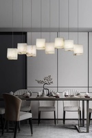 Lustre LED ovale en cristal blanc avec fonction de gradation, style chinois, pour restaurant et salon de thé long