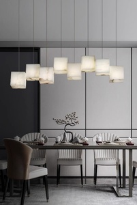 โคมไฟเพดานทรงสี่เหลี่ยมหินอ่อนสีขาว สไตล์จีน สำหรับห้องรับประทานอาหาร เหมาะสำหรับใช้ในร้านน้ำชา - Product Image 4