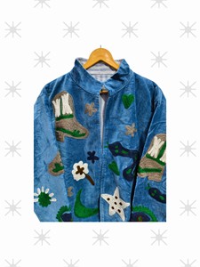Veste courte décontractée en velours brodé Suzani pour femme, respirante, artisanale, en coton, design élégant - Product Image 4